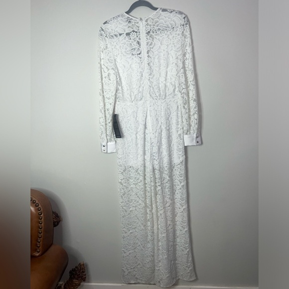 NWT Bebe Boho Wide Leg Lace Jumpsuit Sz 8 - Picture 6 of 10